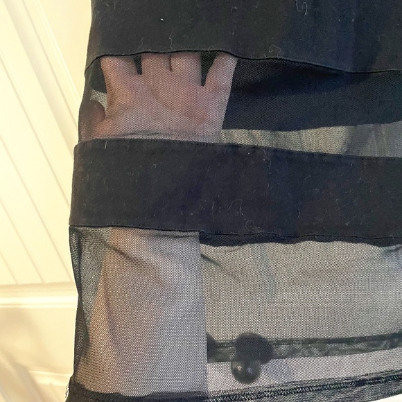 Mesh Shadow Striped Midi Skirt - Picture 1 of 2